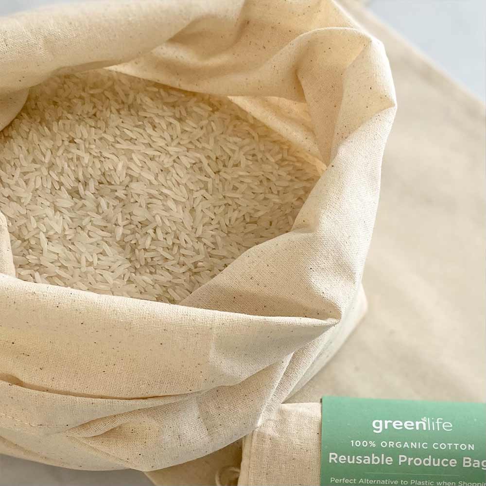 Organic Cotton Muslin Reusable Produce Bags (Set of 2)